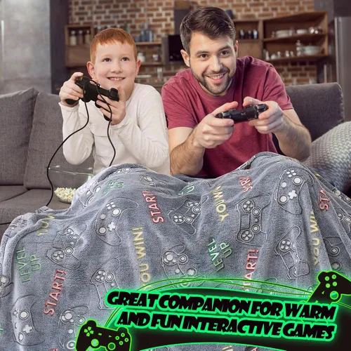 Miniatura 3 de Cloele Manta de juegos que brilla en la oscuridad, regalo de controlador de juegos, juguetes para niños y niños, decoración de habitación