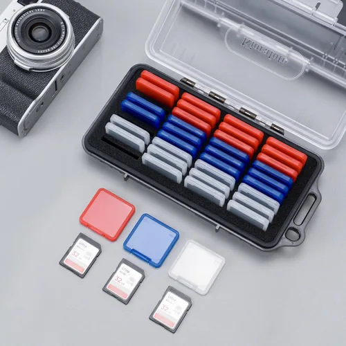 Miniatura 4 de Funda para tarjetas SD de 36 ranuras con 36 fundas individuales de plástico transparente para 36 tarjetas SD SDXC SDHC, resistente al agua