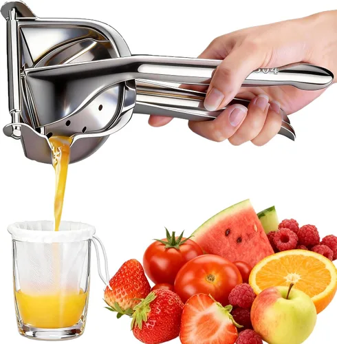 Miniatura 8 de Fruit Juice Squeezer Manual Juicer – Premium 304 Stainless Steel Hand Juicer Juice Press with Metal Filter filter bag, Easy to Use & Clean, Non-Slip