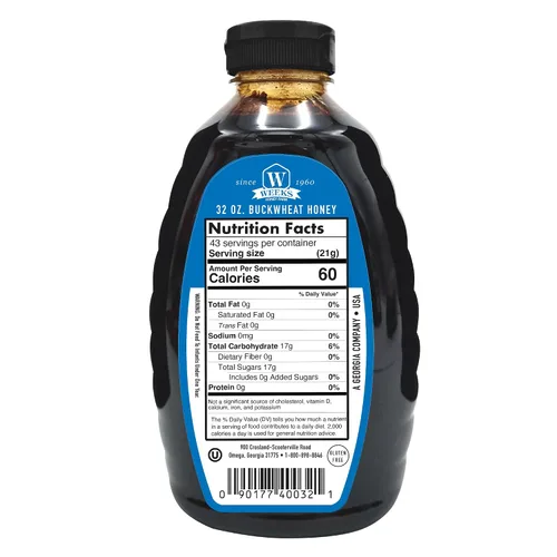 Miniatura 2 de Pure Raw Unfiltered Buckwheat Honey, 32 oz - Premium Dark American Buckwheat Honey by Weeks Honey Farm Bold Molasses Flavor