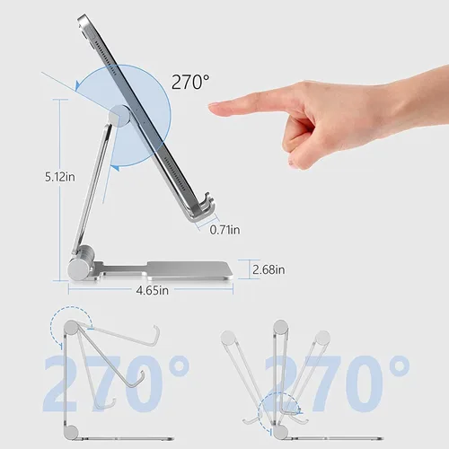Miniatura 3 de Anozer Soporte para tableta, soporte ajustable para tablet de escritorio, plegable para iPad Air 5/4/Mini 6/Mini 5/10.2/Pro 12.9/Pro 11, monitor