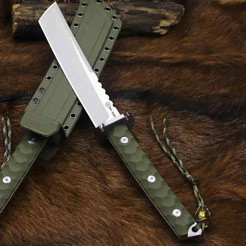 Miniatura 4 de BA-KOR Cuchillo para exteriores de estilo japonés de espiga completa de 15.8 pulgadas – acero DC53 de 0.31 pulgadas, mango y funda de fibra de Hoja