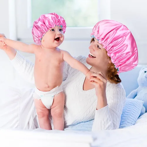 Miniatura 6 de Mepase 5 piezas de mamá y yo hospital a juego trajes de maternidad bata de envolver manta para bebé niña niños diadema sombrero para mamá bebé