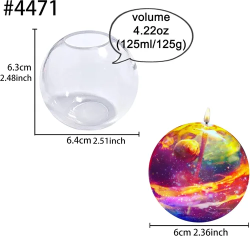 Miniatura 2 de Molde de silicona de esfera para resina epoxi, fabricación de joyas, cera de velas, jabón casero, bomba de baño, una sola pieza, 2.4 pulgadas