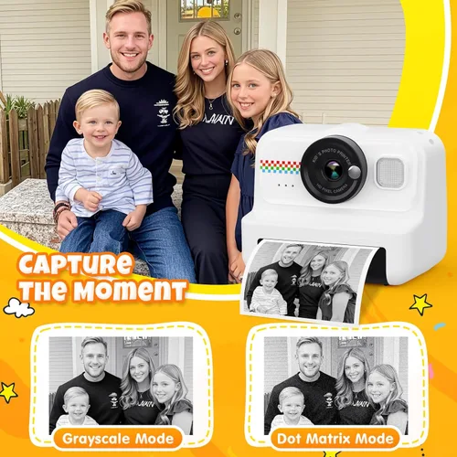 Miniatura 3 de Cámara de Impresión Instantánea HiMont para Niños, Cámara Digital HD 1080P para Niños con 3 Rollos de Papel de Impresión y Tarjeta de 32GB, Juguetes