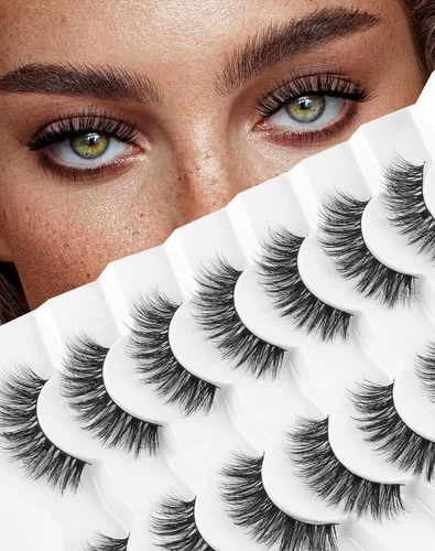 Miniatura 7 de Jiocolor Pestañas postizas de aspecto natural, pestañas cortas y esponjosas, aspecto natural, 0.55 pulgadas, pestañas postizas 3D de visón