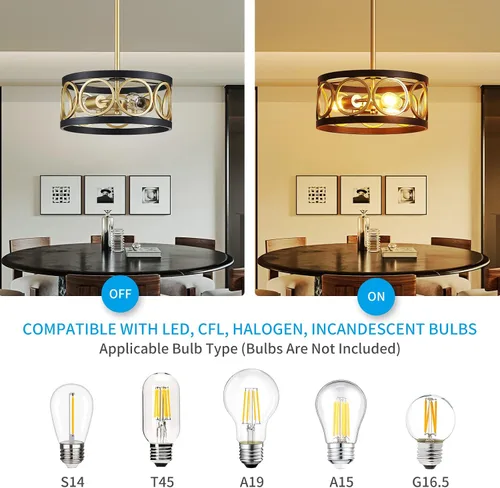 Miniatura 3 de XINGQI Candelabro moderno de 3 luces, lámpara colgante de 13", altura ajustable, accesorios de iluminación para comedor, dormitorio, sala de estar