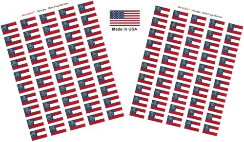 Miniatura 36 de 100 calcomanías de la bandera de Alaska; 1.5" x 1" hechas en Estados Unidos, calcomanías autoadhesivas de la bandera del estado para álbumes