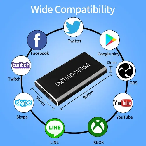 Miniatura 7 de Tarjeta de captura de video HDMI, tarjeta de captura de video VSVABEFV Audio y Video, HDMI a tipo C/USB 3.0 Dispositivo de captura de video HDMI