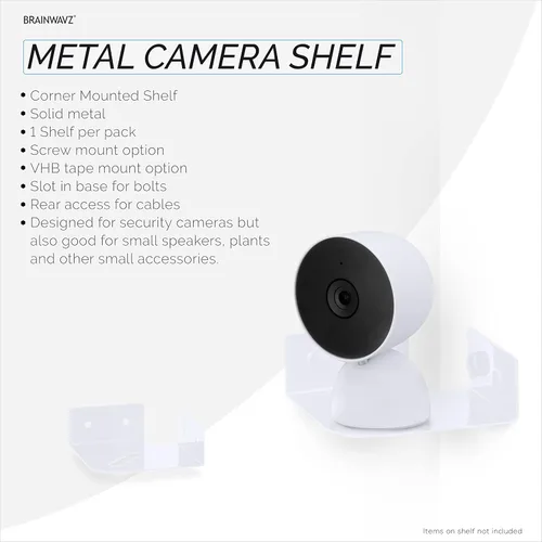 Miniatura 3 de BRAINWAVZ Pequeño estante esquinero de metal para cámaras de seguridad, monitores de bebé, altavoces, decoración del hogar y más, adhesivo universal