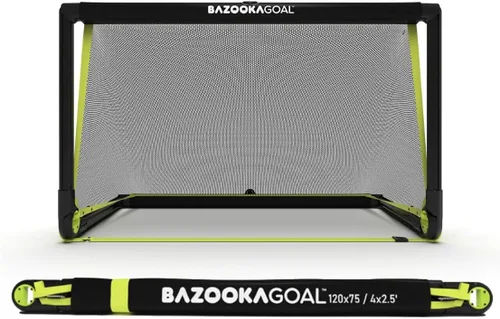 BazookaGoal Portería desplegable de marco sólido original, mini portería de fútbol plegable para niños y adultos, poste de portería portátil, fácil