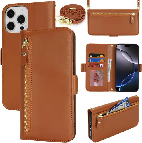 Miniatura 33 de Lipvina Funda tipo cartera para iPhone 12 Pro Max / 13 Pro Max para mujeres, bolsillo con cremallera, funda de teléfono de cuero PU con soporte