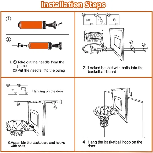 Miniatura 8 de Pro Mini juego de aros de baloncesto para interiores para puerta, aro de baloncesto de montaje en pared para oficina al aire libre, borde volcado