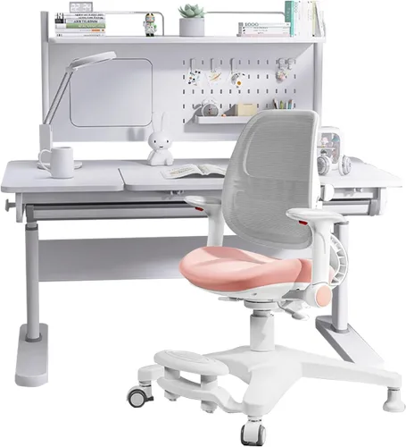 Miniatura 14 de FCD Escritorio y silla para niños, juego de escritorio y silla de estudio ergonómico, multifuncional, ajustable, mesa de dibujo y estación