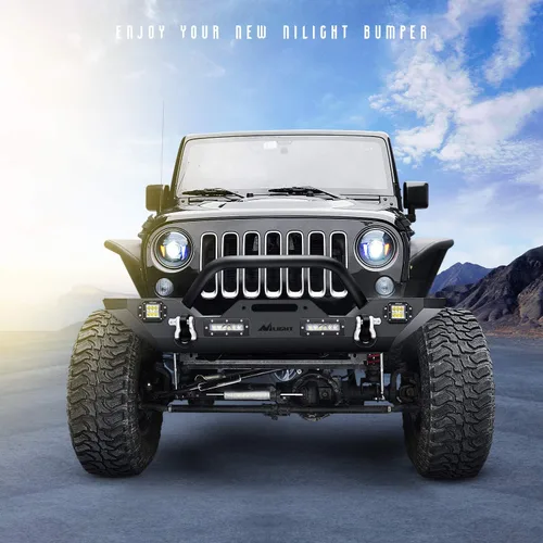 Miniatura 6 de Nilight - Parachoques delanteros compatibles con Jeep Wrangler JK/JKU de 2007, 2008, 2009, 2010, 2011, 2012, 2013, 2014, 2015, 2016, 2017 y 2018