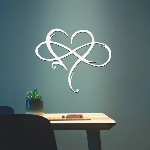 MayLove-US Decoración de pared de metal con corazón infinito, decoración única de pared de corazón infinito, placa de letrero de amor, arte Blanco
