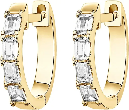 Miniatura 3 de PAVOI Aretes de aro de plata de ley chapados en oro de 14 quilates con circonita cúbica para mujer