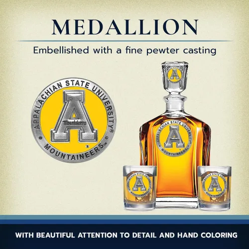 Miniatura 5 de Heritage Pewter Juego de decantador Appalachian State con 2 vasos combinados, vertedor de 24 onzas con 2 vasos dobles antiguos, vidrio de peltre