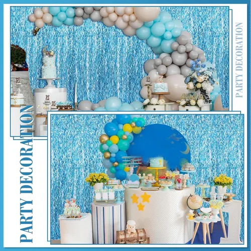 Miniatura 6 de 10 cortinas de flecos de papel de aluminio de 3.3 x 6.6 pies, cortina ondulada de oropel para feliz año nuevo, carnaval, fiesta de los años 80, 90