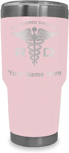 Miniatura 23 de LaserGram Vaso aislado al vacío de 20 onzas, dietista registrado RD, grabado personalizado incluido (negro)