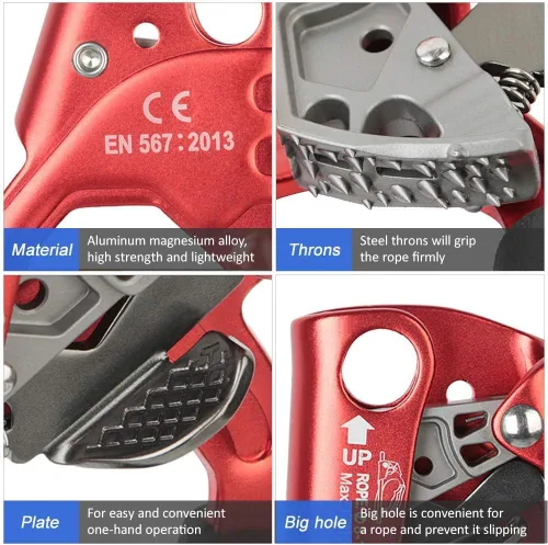 Miniatura 3 de SRT Escalada Mano Ascender Aviación Luz Aleación Montañismo Roca Ergonómico Equipo de Rappel Equipo Ascender Ascender Arborista Trepador Aparejo