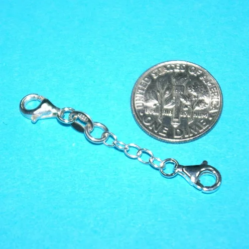 Miniatura 4 de Extensor de cadena de cable de seguridad de plata de ley 925 de 1,5 pulgadas con dos cierres de langosta