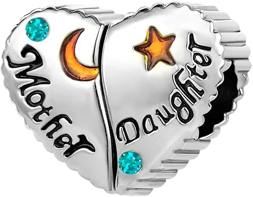 Miniatura 2 de Pulseras con dije para madre e hija, par de cuentas de piedra natal, luna dorada, estrella, joyería para mujer, mamá, familia, abuela, Metal, No es