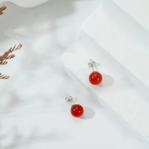 Miniatura 35 de Natural Stone Stud Earrings for Women 8mm Sterling Silver Genuine Gemstone Earrings Handmade Sterling Silver Crystal Stud Earrings for Women