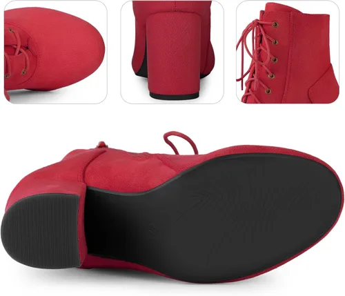 Miniatura 3 de Perphy Botas de tobillo con cordones de tacón alto y punta redonda para mujer