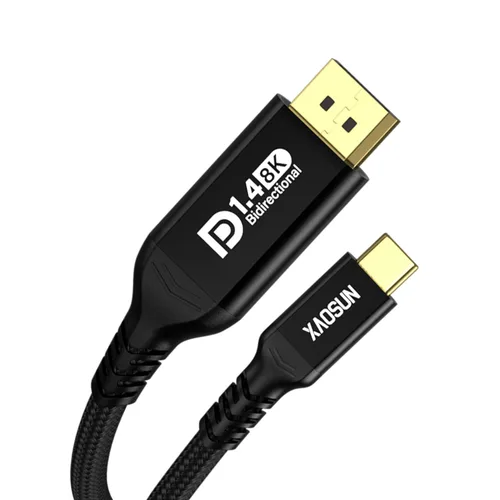 XAOSUN Cable USB C a DisplayPort 1.4 bidireccional 8K @60Hz 4K @240Hz, 6.6FT/2M DP a USB C Thunderbolt 4, funda de aluminio trenzado de nailon,