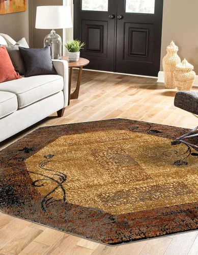 Miniatura 4 de Unique Loom Barista Collection - Alfombra Excelsa (octágono de 6 pies 1 pulgada, beige/marrón)
