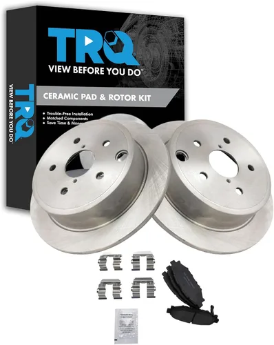 Miniatura 148 de TRQ Kit de rotor de freno trasero y pastillas de cerámica Posi premium compatible con camioneta Chevy GMC