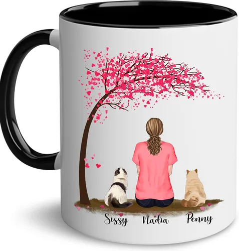Miniatura 21 de WHIDOBE Taza personalizada de gato (1 gato) de 11 onzas, taza de 15 onzas para amantes de los gatos con avatar, gatito, nombres, regalo