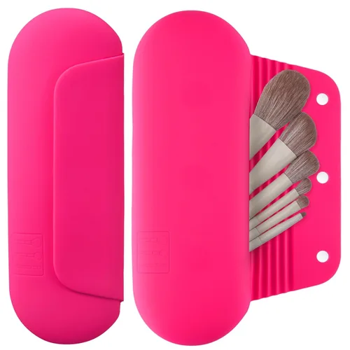 Miniatura 30 de AGIKET Soporte de silicona para brochas de maquillaje, bolsa de cosméticos de viaje: soporte suave y portátil para brochas cosméticas faciales