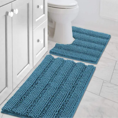 Miniatura 134 de H.VERSAILTEX - Alfombras de baño, juego de 2 piezas, alfombra de contorno para baño, juego de alfombras para inodoro, alfombra antideslizante