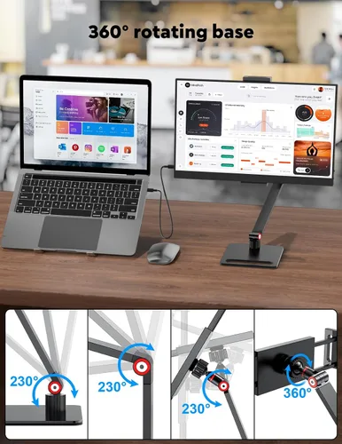 Miniatura 3 de Monitor portátil de 15.6 pulgadas con soporte ajustable, extensor de pantalla FHD IPS de 1080P, soporte para laptop y cubierta inteligente