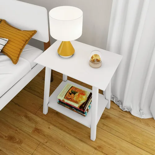 Miniatura 6 de Max & Lily Mesita de noche, mesita de noche moderna de madera maciza de mediados de siglo, mesa auxiliar de almacenamiento para dormitorio, mesita