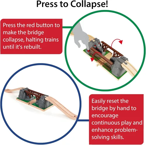 Miniatura 5 de BRIO World Puente colapsable para set de trenes de madera - Accesorio de 3 piezas - Certificado FSC - Compatible con BRIO Railway y sets de vías