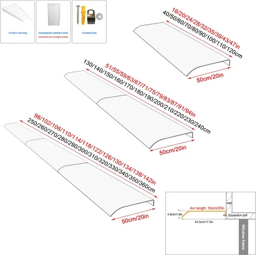 Miniatura 4 de Toldo para puerta delantera, protección contra rayos UV, lluvia, nieve, luz solar, toldo invisible para ventana de puerta, cubierta de policarbonato