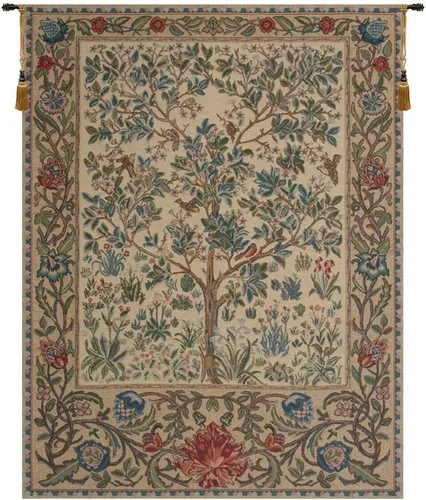 Charlotte Home Furnishings Inc. - Tapiz de Bélgica, pequeño, 22.00 pulgadas x 30.00 pulgadas, William Morris | El árbol de la vida, beige