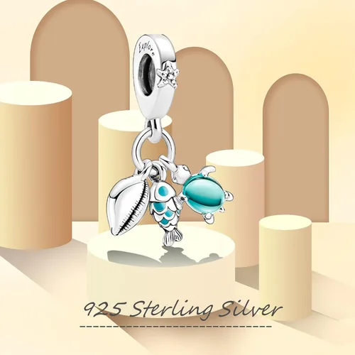 Miniatura 60 de Dijes de plata de ley 925 de dibujos animados de pato, ratón, oso, elefante, dragón chino, cuentas colgantes para pulseras y collares, joyería