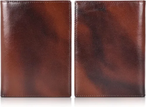Miniatura 7 de Polare - Soporte para pasaporte de cuero de grano completo con bloqueo RFID, billetera plegable para viajes, 2 pasaportes, Café, Slim