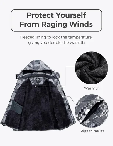 Miniatura 3 de wantdo Men's Big and Tall Waterproof Mountain Ski Jacket Plus Size Snow Winter Coat with Hood