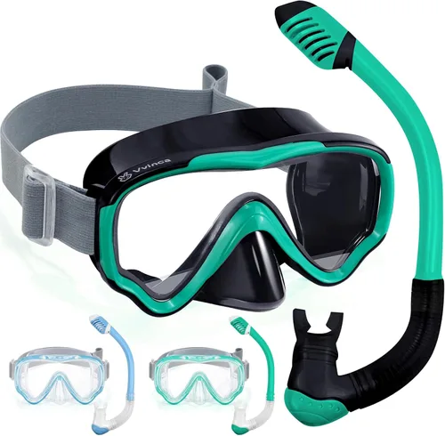 Miniatura 13 de Vvinca Snorkel Set for Kids 3-14, Dry Top Snorkeling Gear for Boys Girls Youth, Panoramic View Swim Goggles with Nose Cover & Anti-Fog Lens, Junior