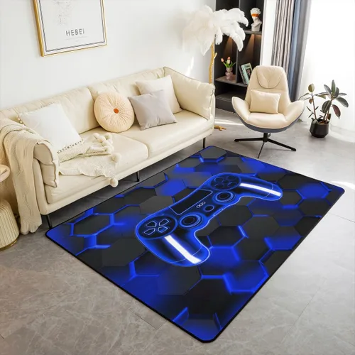 Miniatura 23 de Feelyou Alfombra de sala de estar, 3 x 5 pies, diseño geométrico para niños, diseño moderno a rayas, para interiores, antideslizante, con diseño