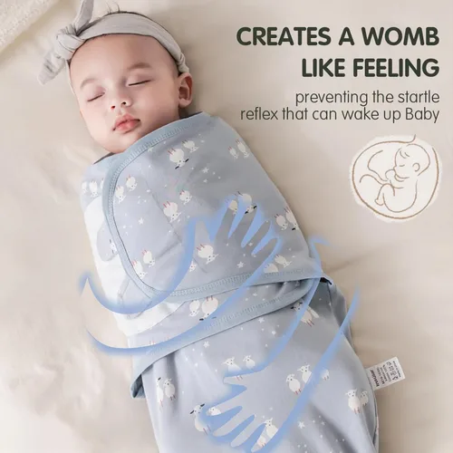 Miniatura 2 de insular Envoltura para bebé, manta para recién nacido y bebé, juego de pañales ajustable para niños y niñas, saco de dormir de algodón suave