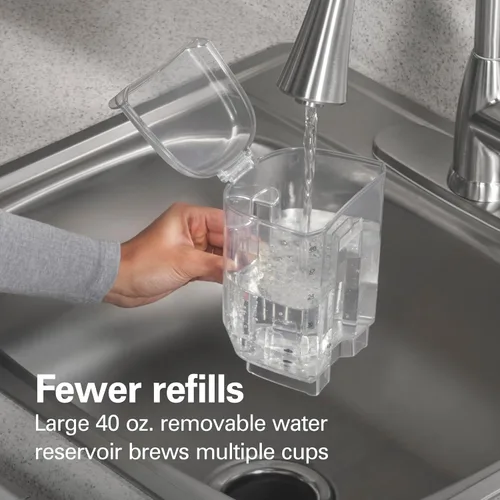 Miniatura 3 de Hamilton Beach The Scoop - Cafetera de una sola porción y cafetera de molido rápido para tazas de 8-14 onzas, se prepara en minutos, depósito