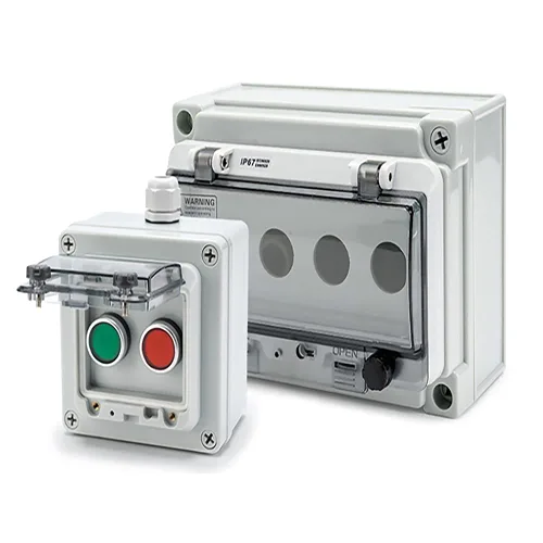 Miniatura 7 de Caja de botones con interruptor de parada de emergencia, botones de arranque/parada y rotativos (rojo/verde)