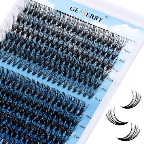 Miniatura 13 de Extensiones de pestañas en racimo GEMERRY, 144 piezas, pestañas individuales, dos estilos, extensiones de pestañas con tallo ancho, suaves