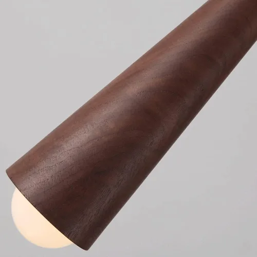 Miniatura 5 de Lámpara colgante pequeña de madera retro de granja, lámpara de suspensión ajustable con pantalla cónica de madera, lámpara colgante de techo